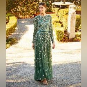 Mac Duggal Embellished High Neck Long Sleeve A-Line Gown size 6